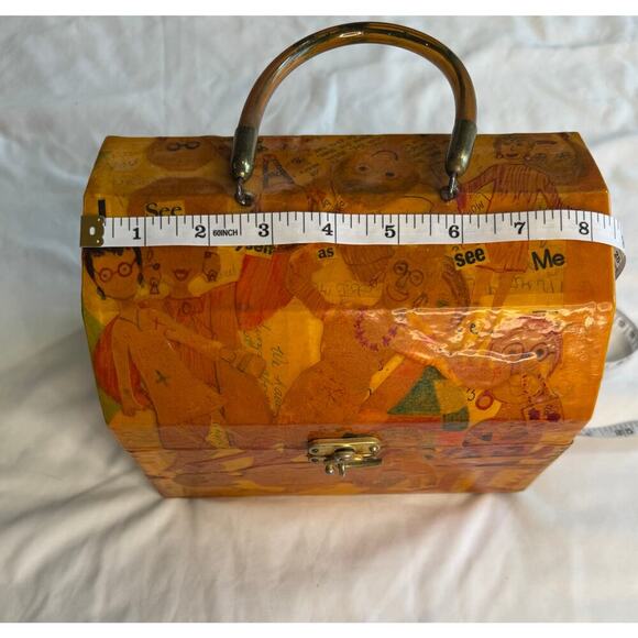 Vintage Decoupaged Wooden Purse Handbag - Picture 3 of 12